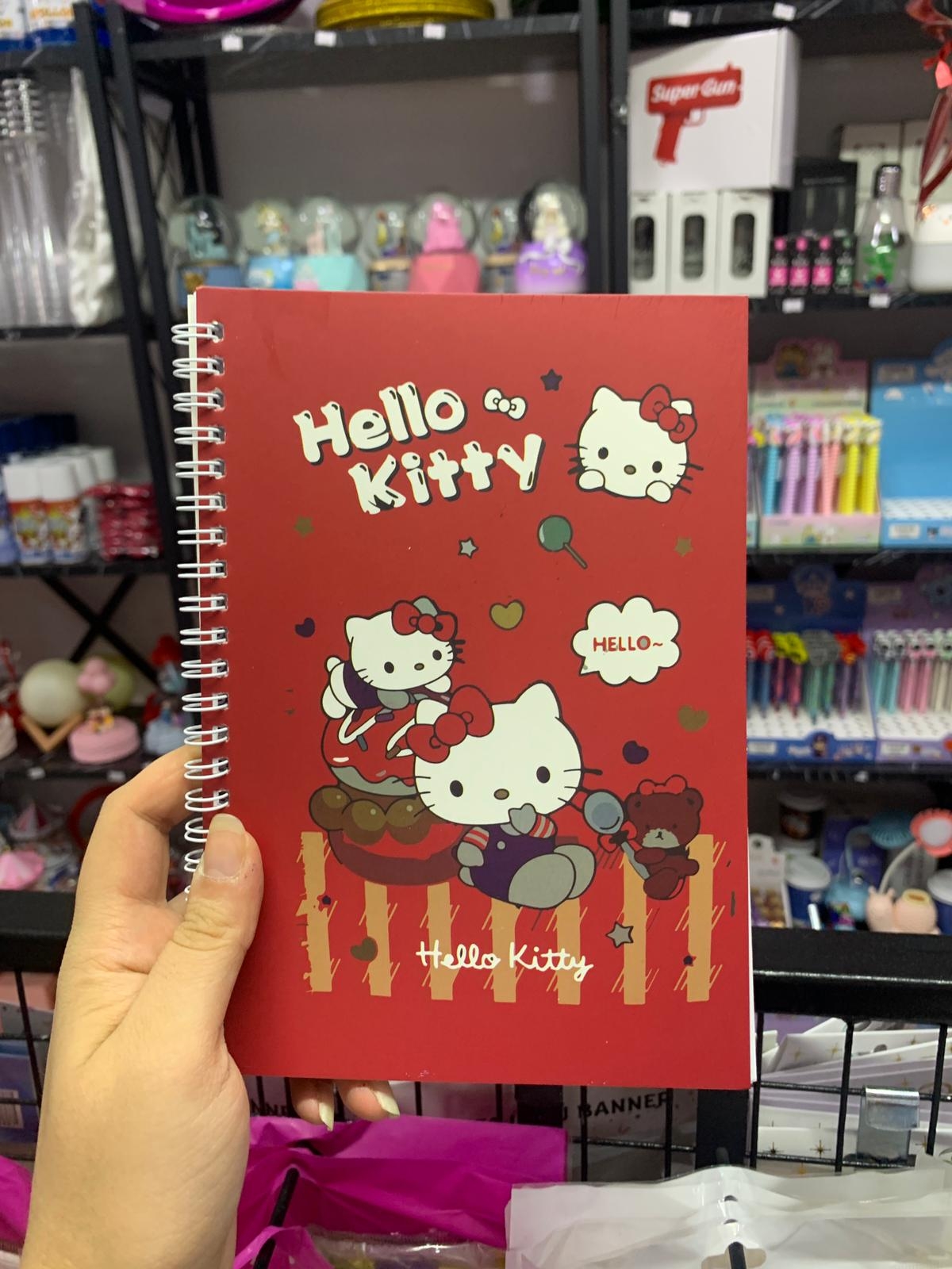 Toptan%20Hello%20Kitty%20Spiralli%20Çizgili%20Defter