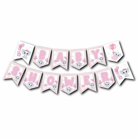 Toptan Baby Shower Pembe Banner