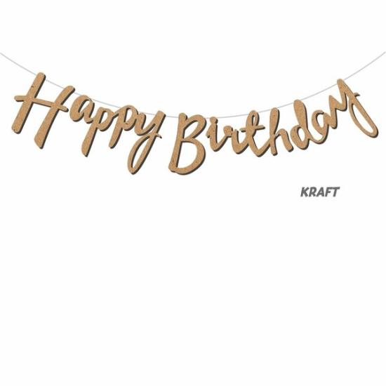 Toptan Kaligrafi Banner Happy Birthday Kraft