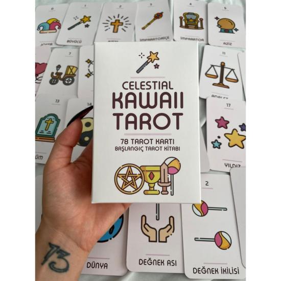 Toptan Celestial Kawaii Tarot Kartları ve Başlangıç Tarot Kitabı