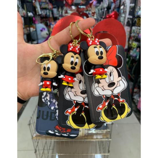 Toptan Kartlı Lüks Silikon Anahtarlık Minnie ve Mickey Mouse
