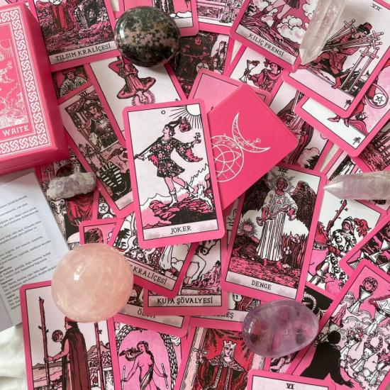 Toptan Pink Rider Waite 78 Kartlı Tarot Destesi